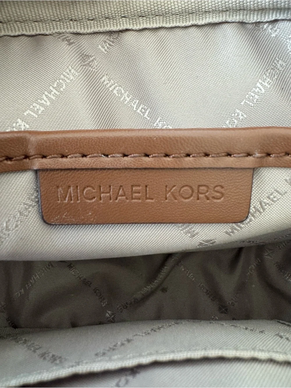 Michael Kors Cream and Brown Logo Crossbody Bag